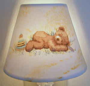 teddy bear toile nursery night light yellow