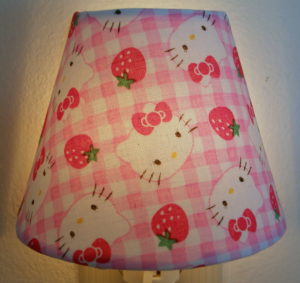 Hello Kitty nursery night light pink white gingham strawberry